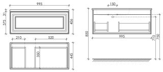 Подвесная тумба под раковину Sancos Very VR100LSM левая 100см Doha Soft